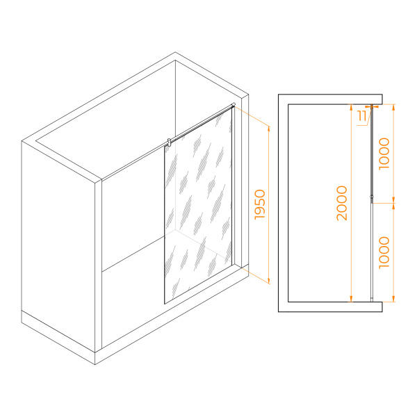 Душевая перегородка 100 см RGW WA-033 Walk In 351003310-11 прозрачное