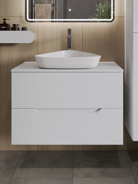 Тумба с раковиной подвесная 80 см, Orange Line Li-80TuwMDF+B07-500W белый