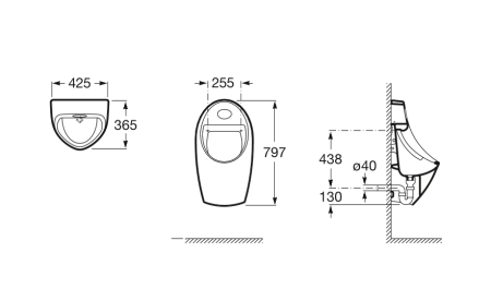 Писсуар Roca Euret, питание 4 AA х 1,5V 35945E000