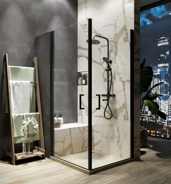 Душевая дверь без поддона (88х88) Orange E04-090TB матовый черый