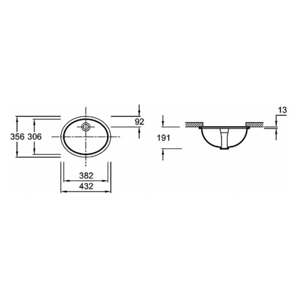 Раковина встраиваемая Jacob Delafon Caxton (43.2x35.6) 2209-0
