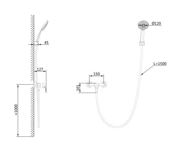 Смеситель для душа WONZON & WOGHAND, хром WW-4540-CR