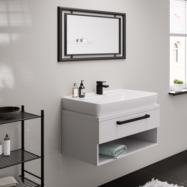 Смеситель для раковины с донным клапаном CoolStart Hansgrohe Vernis Shape 71593670 черный матовый