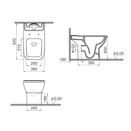 Унитаз-компакт VitrA Integra Square с тонким сиденьем микролифт 9833B003-7205