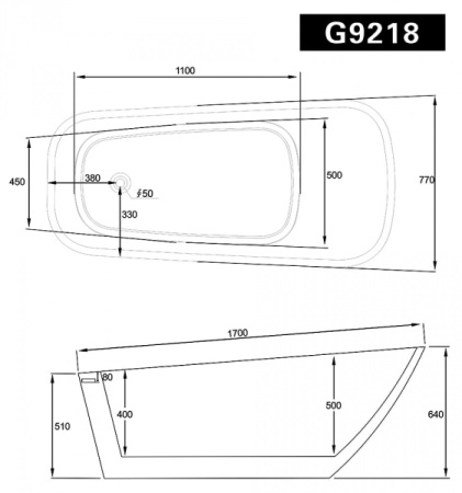 Акриловая ванна Gemy G9218 (170x77)