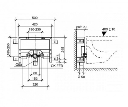 Cистема инсталляции Ideal Standard VV610010 для подвесного биде