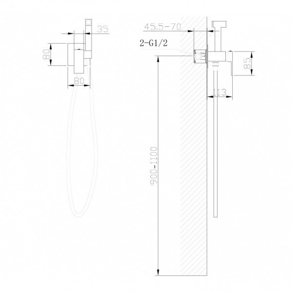 Смеситель ABBER Daheim AF8226NG с гигиеническим душем, никель