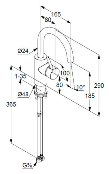 Смеситель для раковины Kludi Bozz 380285376 Смеситель для раковины Kludi Bozz 380285376