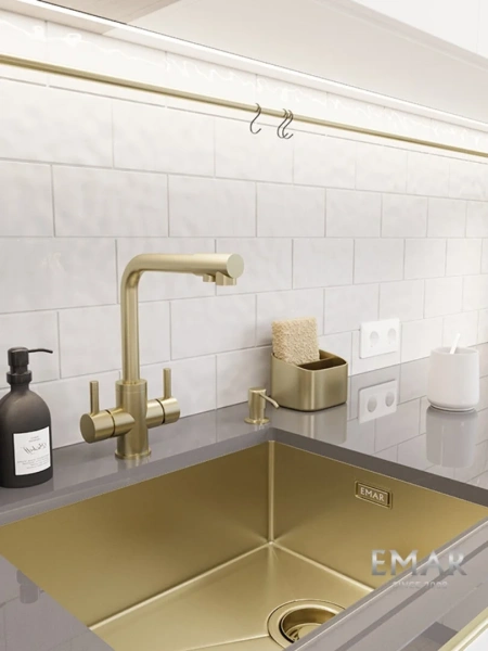 Смеситель для кухни Oulin OL-8021 Matt Gold