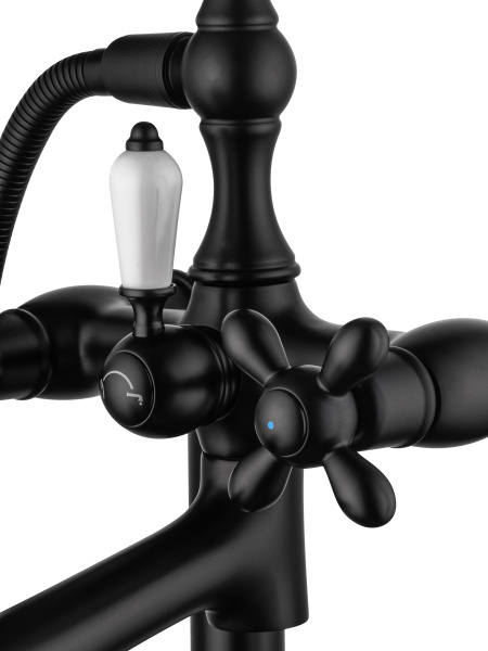 Смеситель для ванны напольного монтажа WONZON & WOGHAND RETRO, черный матовый WW-88649020-MB