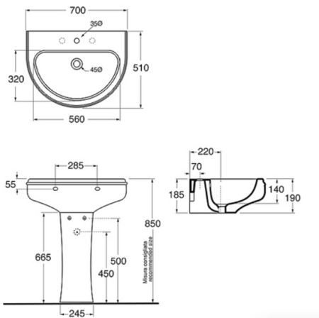 Пьедестал для раковин Azzurra Charme CHA300 bi