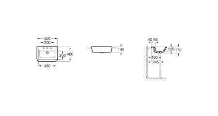 Раковина полувстраиваемая (56x40) Roca The Gap  32747S000