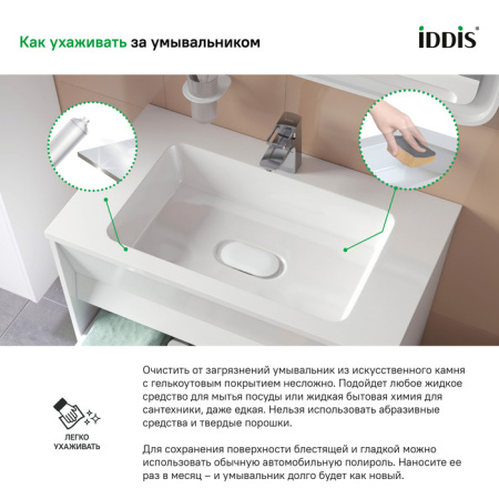 Тумба с умывальником IDDIS подвесная с ящиками белая Esper 80 см (ESP80W0i95K)