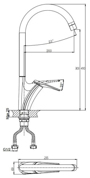 Смеситель для кухни RUSH Nevis, черный NE1735-22Black Смеситель для кухни RUSH Nevis, черный NE1735-22Black