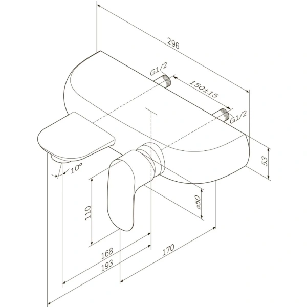 Смеситель для ванны AM.PM Sensation F3010000 хром
