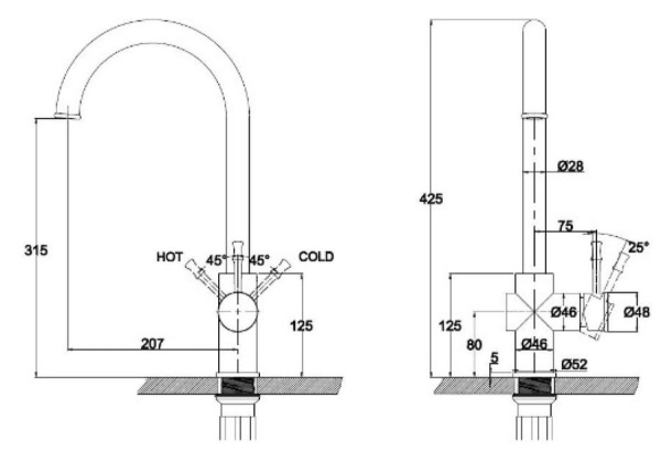 Смеситель для кухонной мойки  KAISER Milos (51044-1An)