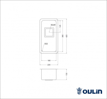 Кухонная мойка (22х42) Oulin OL-0361 квадратный выпуск