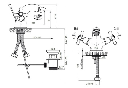 Смеситель для биде Cezares BS1-02