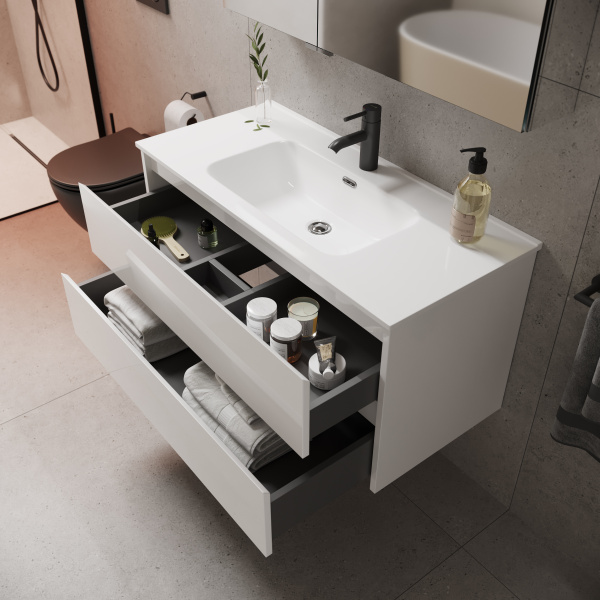 Тумба под раковину Sancos  Libra LB90W белый глянец