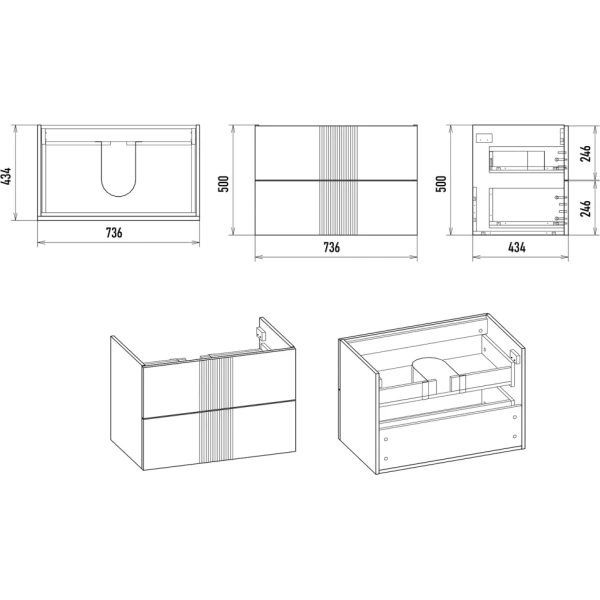Тумба под раковину 70 см Brevita Vega VEG-09070-0102Я без раковины