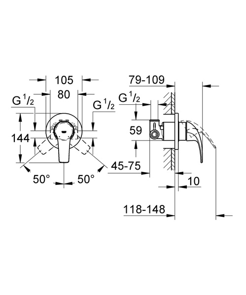 Смеситель однорычажный для душа GROHE BauCurve 29044 000 (29044000)