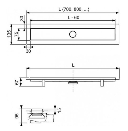 Душевой лоток Tece Linus 70 15100079 с решеткой straight Хром
