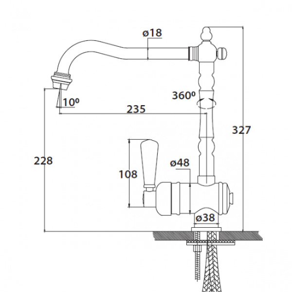 Смеситель для кухни Kaiser Vincent 31066-3Br, бронза