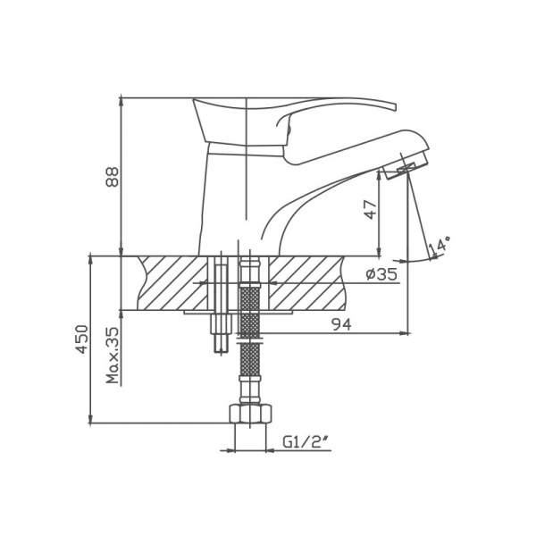 Смеситель для раковины Cron CN1014 Смеситель для раковины Cron CN1014