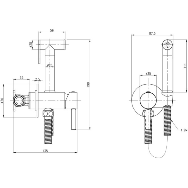 Гигиенический душ со смесителем CEZARES CZR-SET-DA1-ID2-FMM120-01 Гигиенический душ со смесителем CEZARES CZR-SET-DA1-ID2-FMM120-01