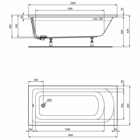 Ванна акриловая (180х80) Ideal Standard HOTLINE K274801