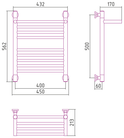 Полотенцесушитель Водяной Сунержа Богема с полкой + (50х40) Матовое Золото 032-0223-5040