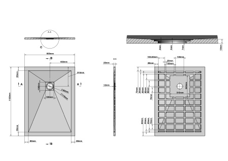 Душевой поддон из искусственного камня (110х80) Grossman Strong GR-S180110Q