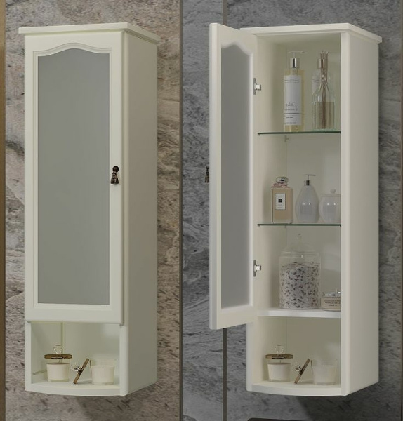 Шкаф Opadiris Риспекто подвесной, одностворчатый, цвет слоновая кость, левый, с матовым стеклом 00-00006079