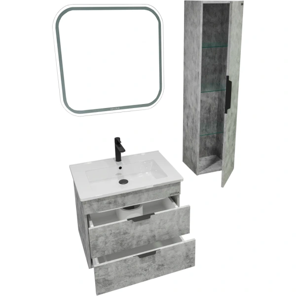 Тумба подвесная Grossman КРОСС-65 см 106501  с 2-я ящ, бетон