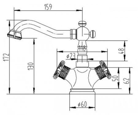 Смеситель для раковины, античная бронза Zorg A 3009U-BR