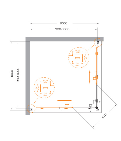 Душевой уголок (100х100) CEZARES RELAX 304 RELAX-304-A-2-100-C-BORO