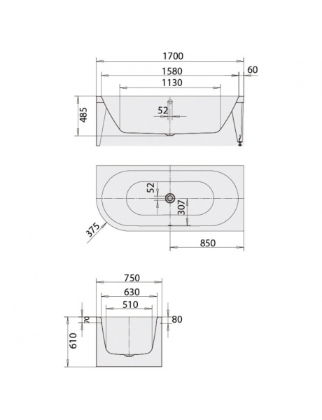 Ванна стальная (180x80) 180x80 Kaldewei MEISTERSTÜCK CENTRO DUO 1 правая 201040403001