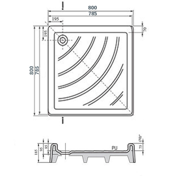 Душевой поддон Ravak Angela-80 PU 80х80 см A004401120