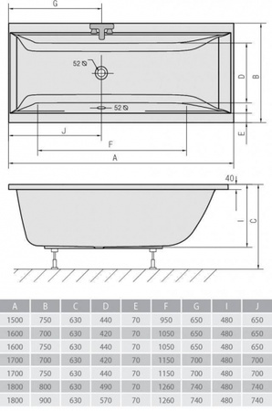 Акриловая ванна Alpen Cleo 180x80 a05611