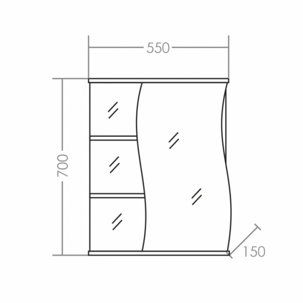 Зеркальный шкаф (55х70)  СаНта Волна 55 101010