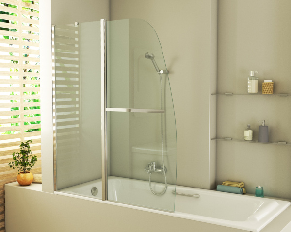 Душевая шторка на ванну (120х140) Grossman GR-100/2 хром, распашная