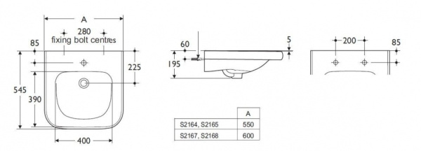 Раковина для людей с ограниченными возможностями 55 см Ideal Standard CONTOUR S216501