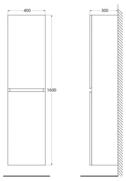 Пенал подвесной Cezares  MOLVENO-1600-2A-SC-NR Nero