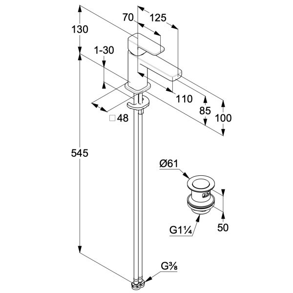Смеситель для раковины Kludi Renon 422665375
