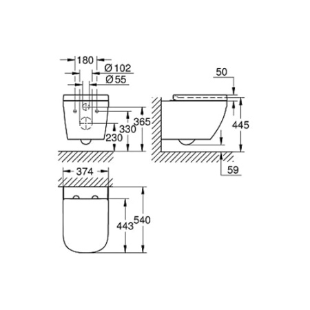 Унитаз подвесной безободковый Grohe Euro Ceramic 39554 000 (39554000) микролифт