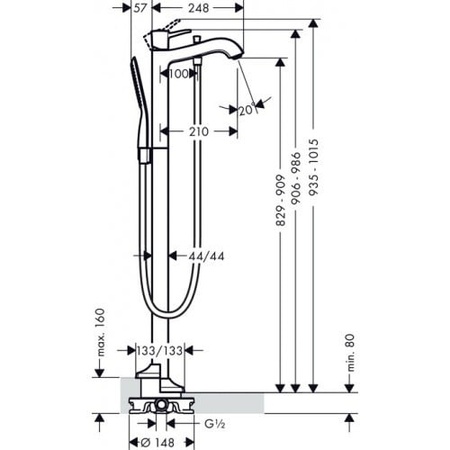 Смеситель для ванны напольный Hansgrohe Metropol 31445000