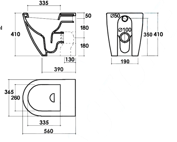 Унитаз приставной безободковый с сиденьем микролифт beWash Aldo BKFSR001565