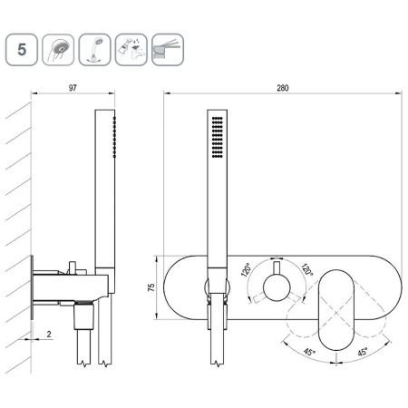 Смеситель для душа Ravak Eleganta EL 068.10WV.O3+S X070259 белый вельвет