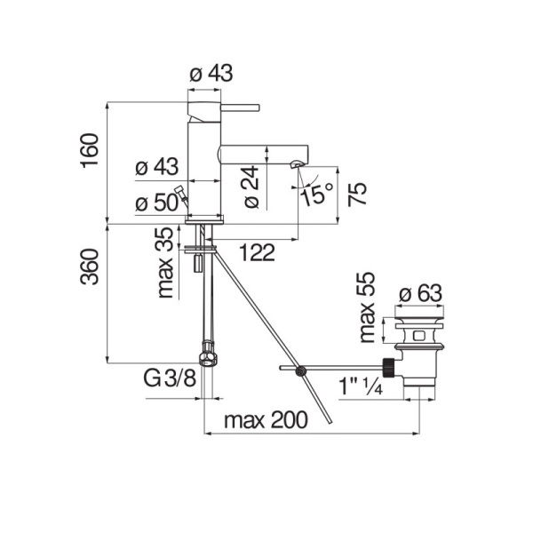 Смеситель для раковины Nobili Live LV00418/1BM