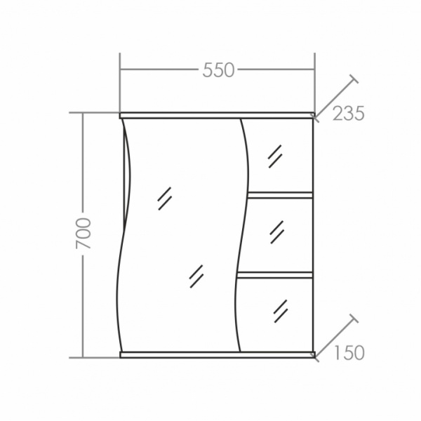Зеркальный шкаф (55х72)  СаНта Волна 55  101011